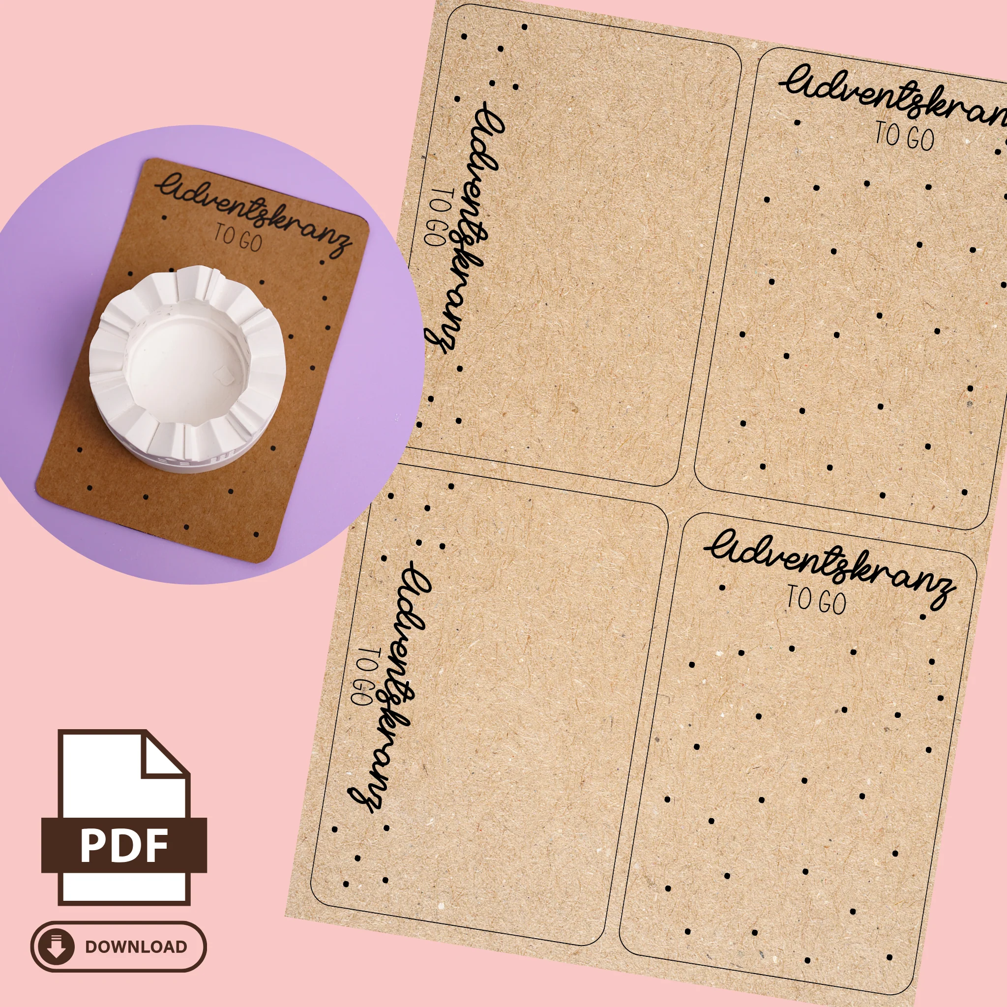 Druckvorlage "Adventskranz to go" PDF Vorlage zum Download und Ausdrucken + inkl. Gewerbelizens