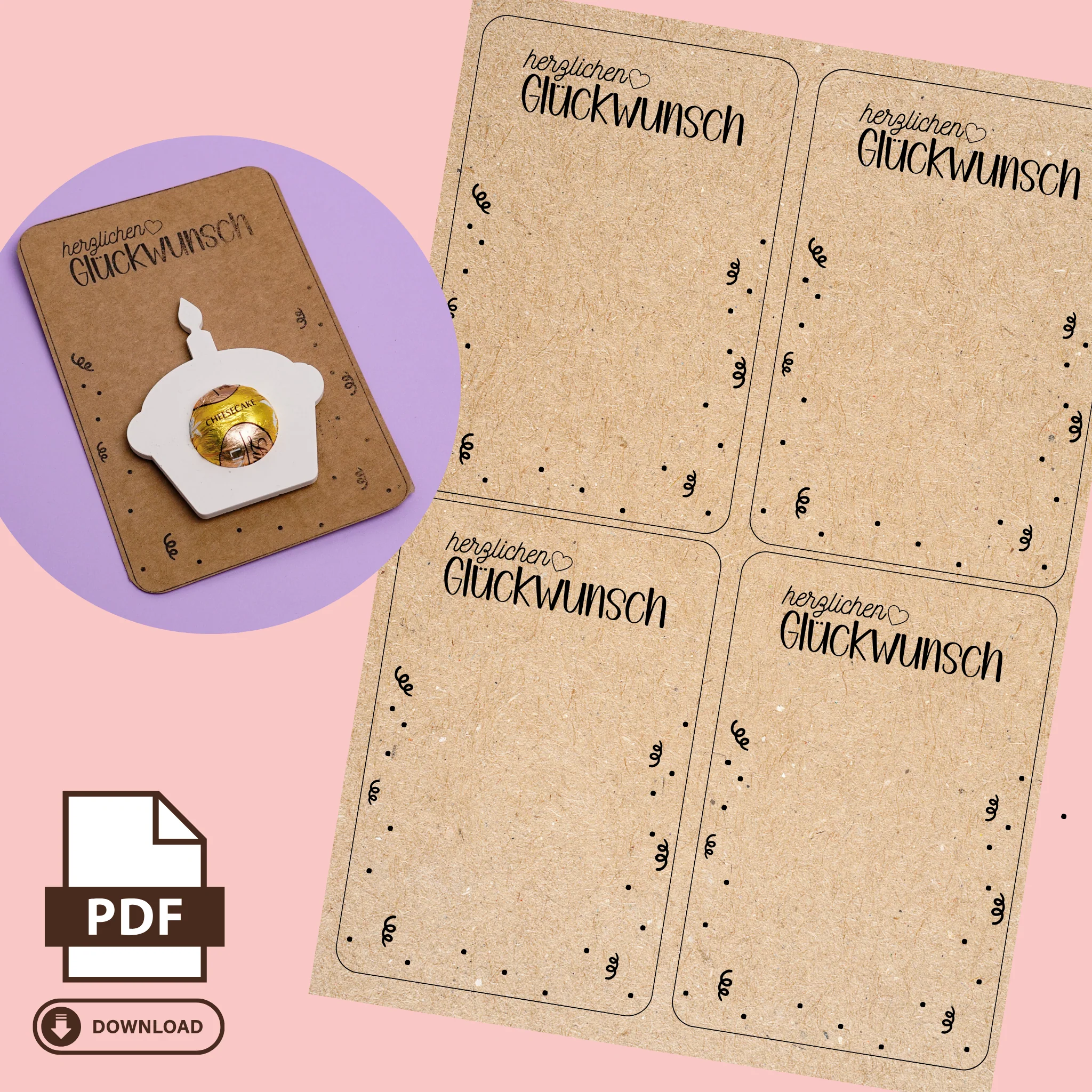 Druckvorlage "Herzlichen Glückwunsch" PDF Vorlage zum Download und Ausdrucken + inkl. Gewerbelizens