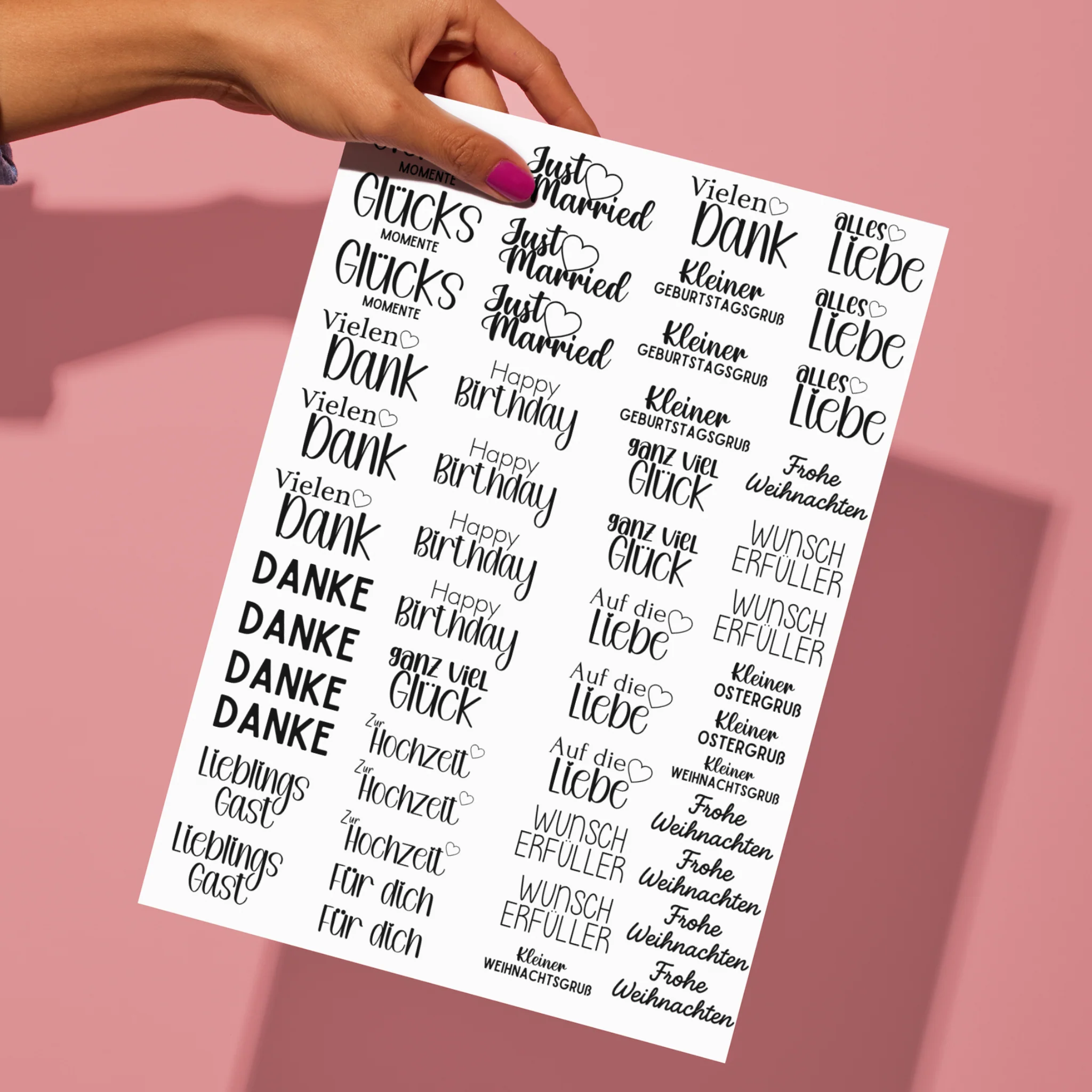 Rub On Klötzchen Schriftzug Din A4 in schwarz