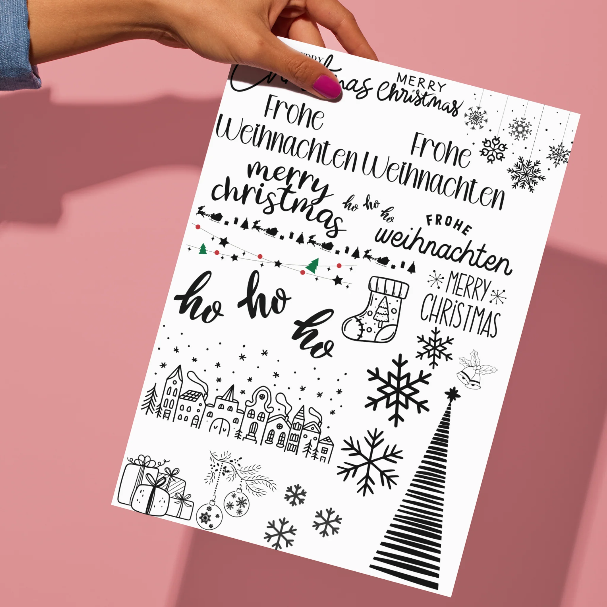 Rub On Weihnachten Din A4 in schwarz