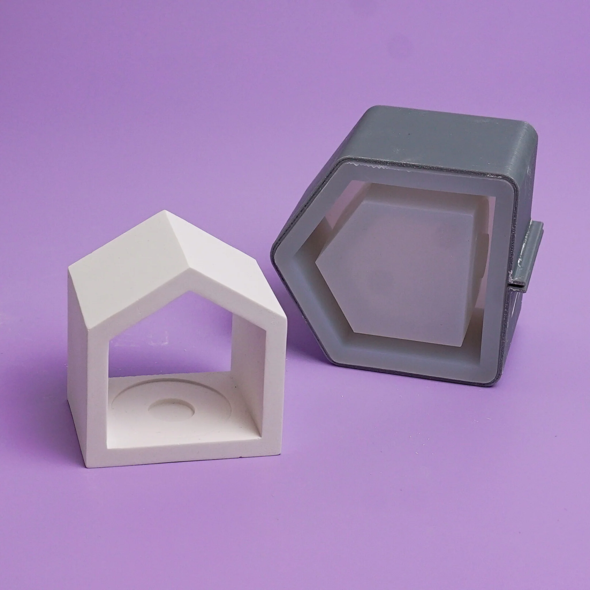 Silikonform Basis Haus + Umrandung & Klammern für Teelichter und Ballonlichter