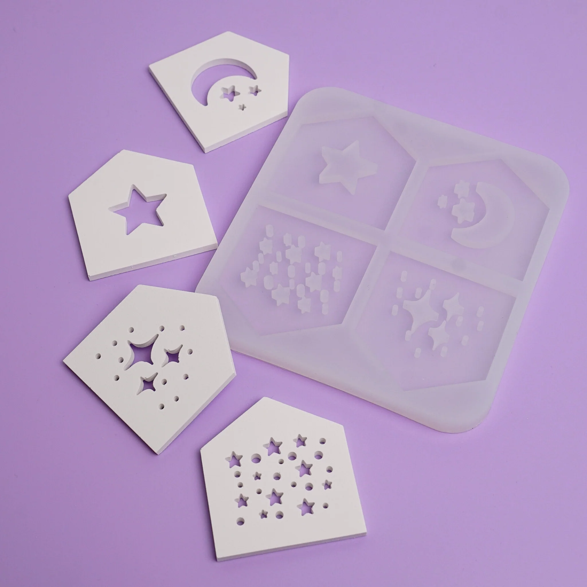 Silikonform Cover Set "Sterne" für Häuser - Teelichter und Ballonlichter