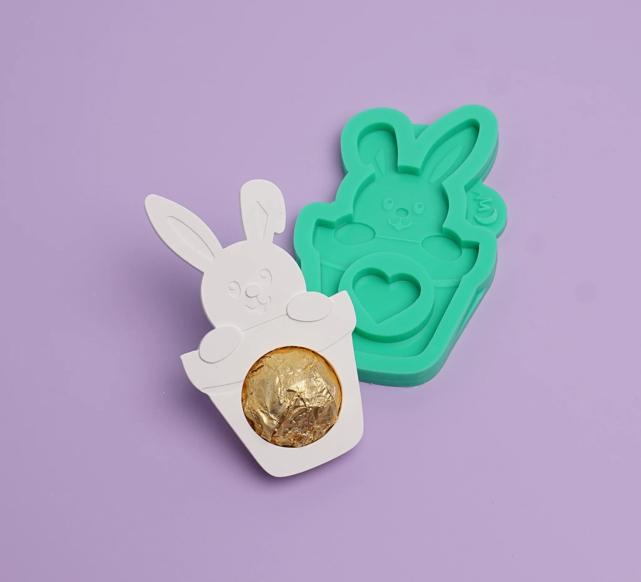 Silikonform Hase in Blumentopf für Schokokugel