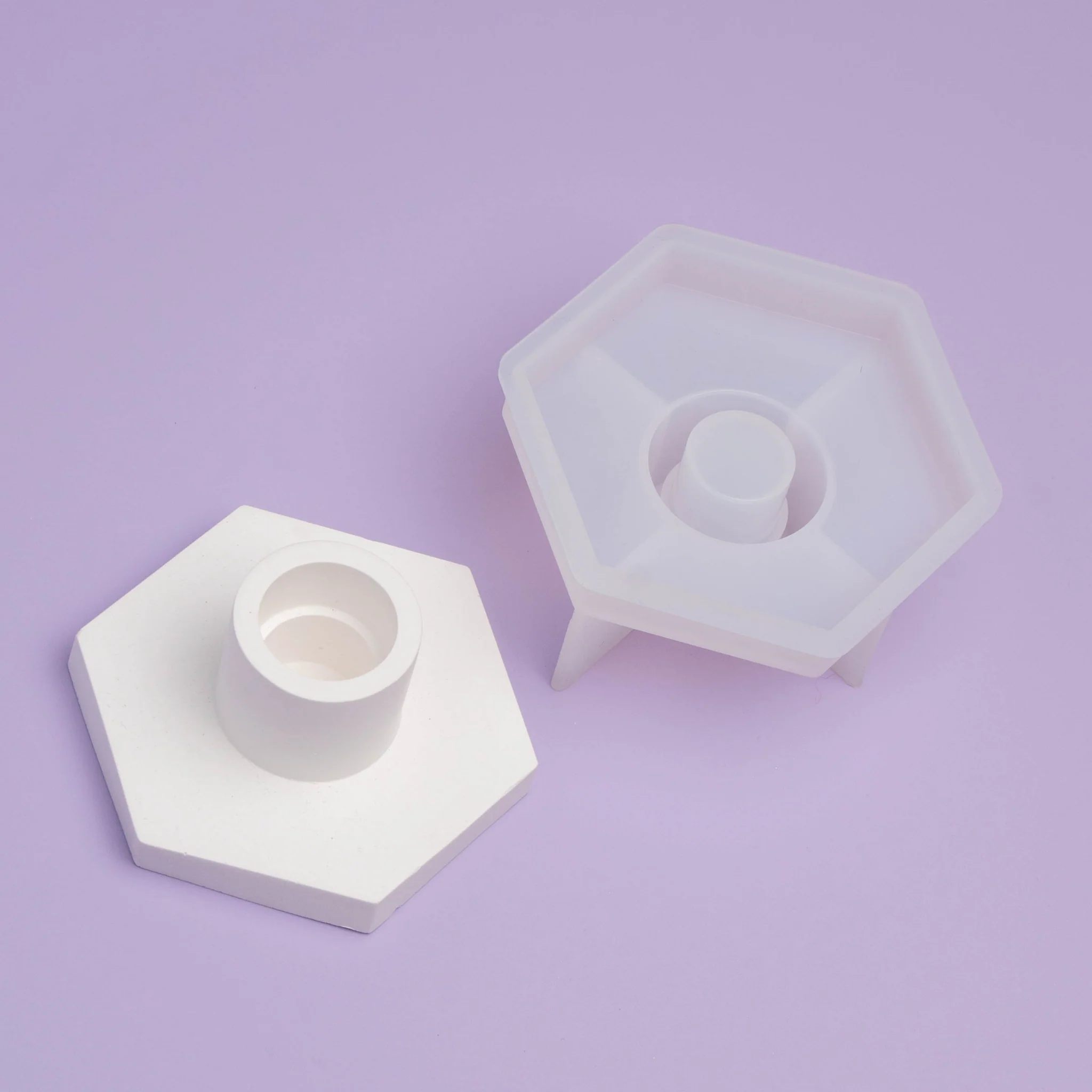 Silikonform Hexagon Kerzenhalter / Stabkerzenhalter