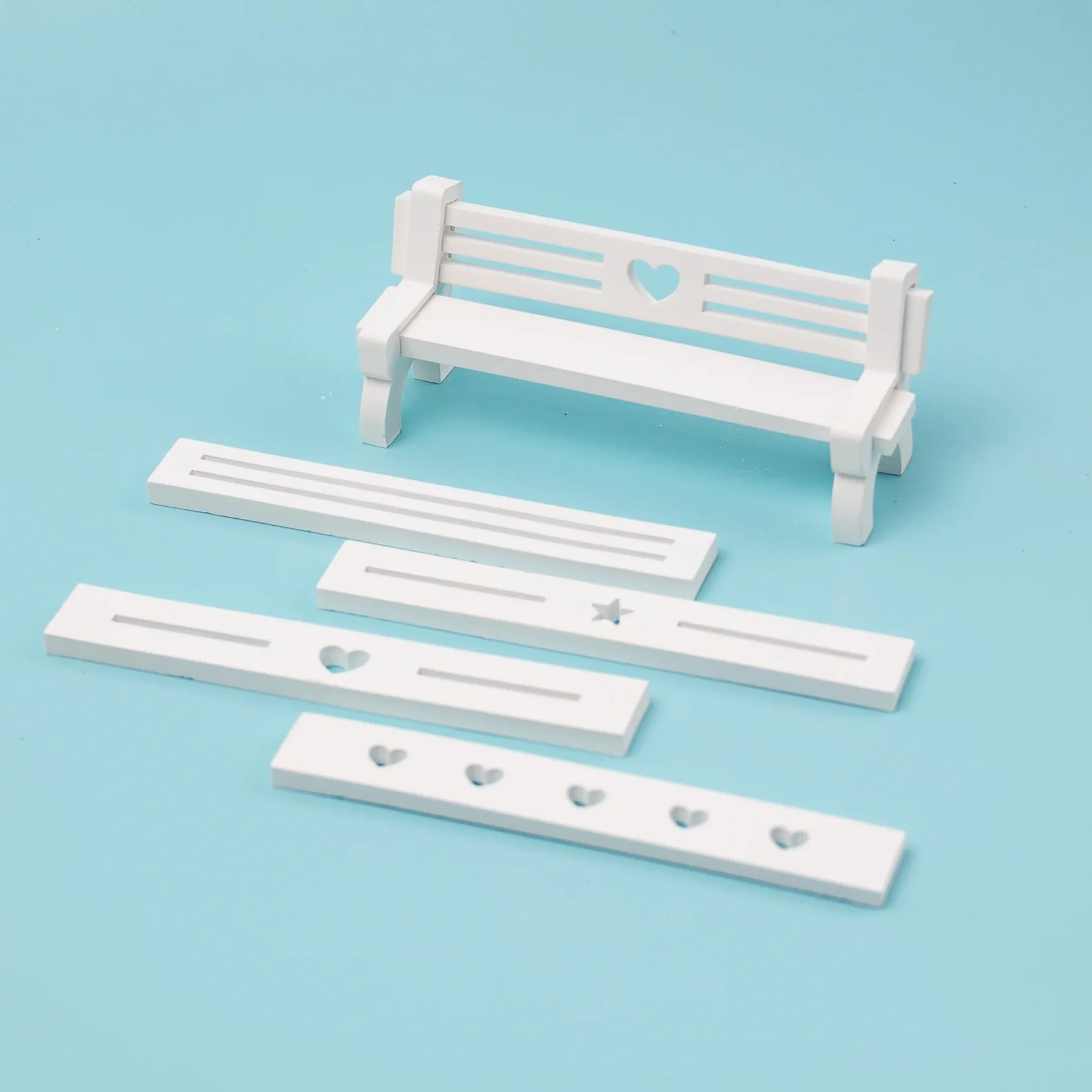 Silikonform Klötzchen mit Herz und zwei Balken für Bank - Image 4