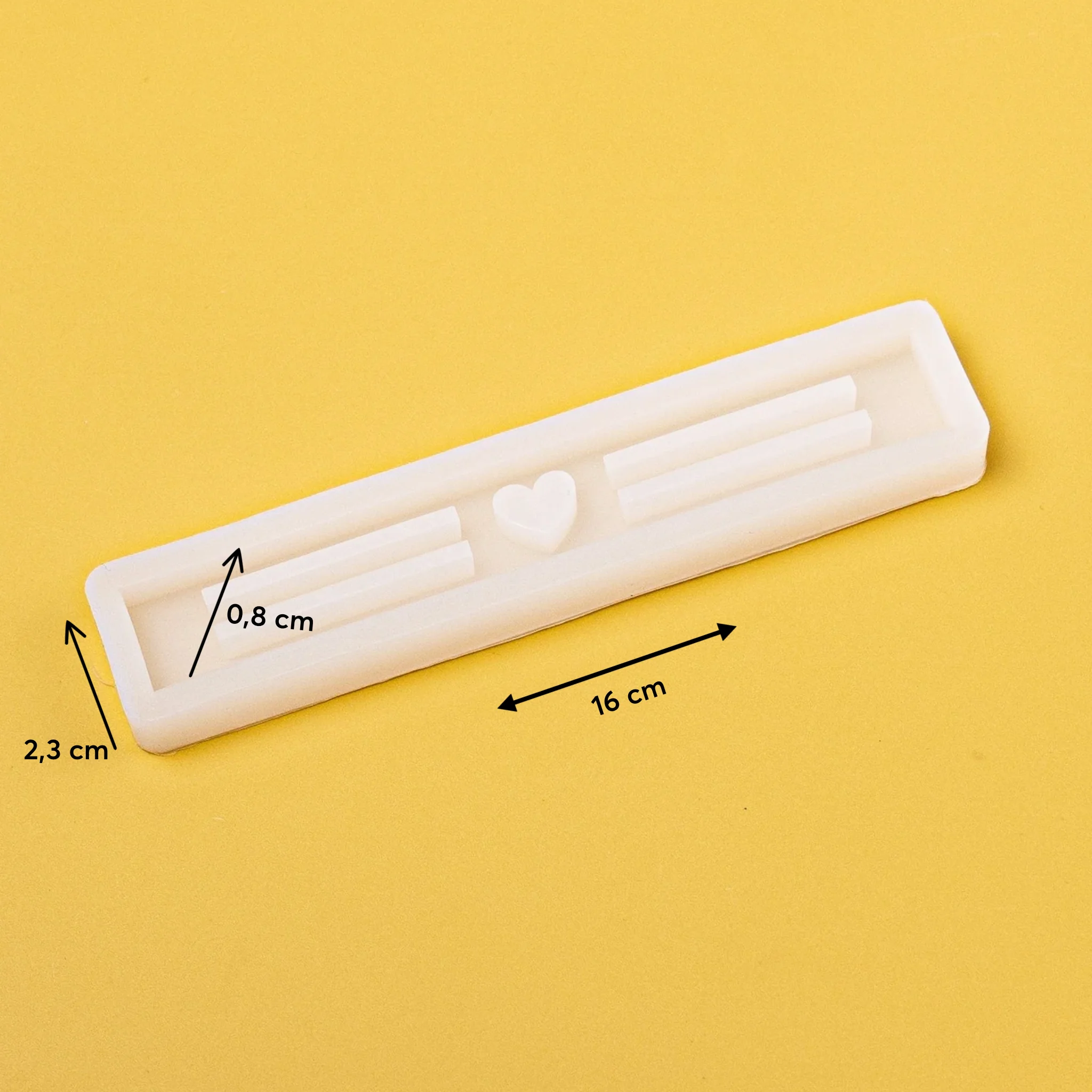 Silikonform Klötzchen mit Herz und zwei Balken für Bank - Image 5