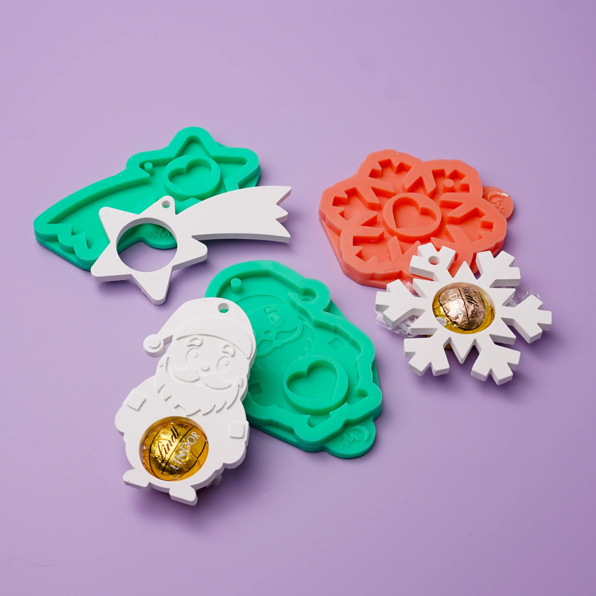 Silikonformen 3er Set Weihnachtsanhänger für Schokokugeln Set 5
