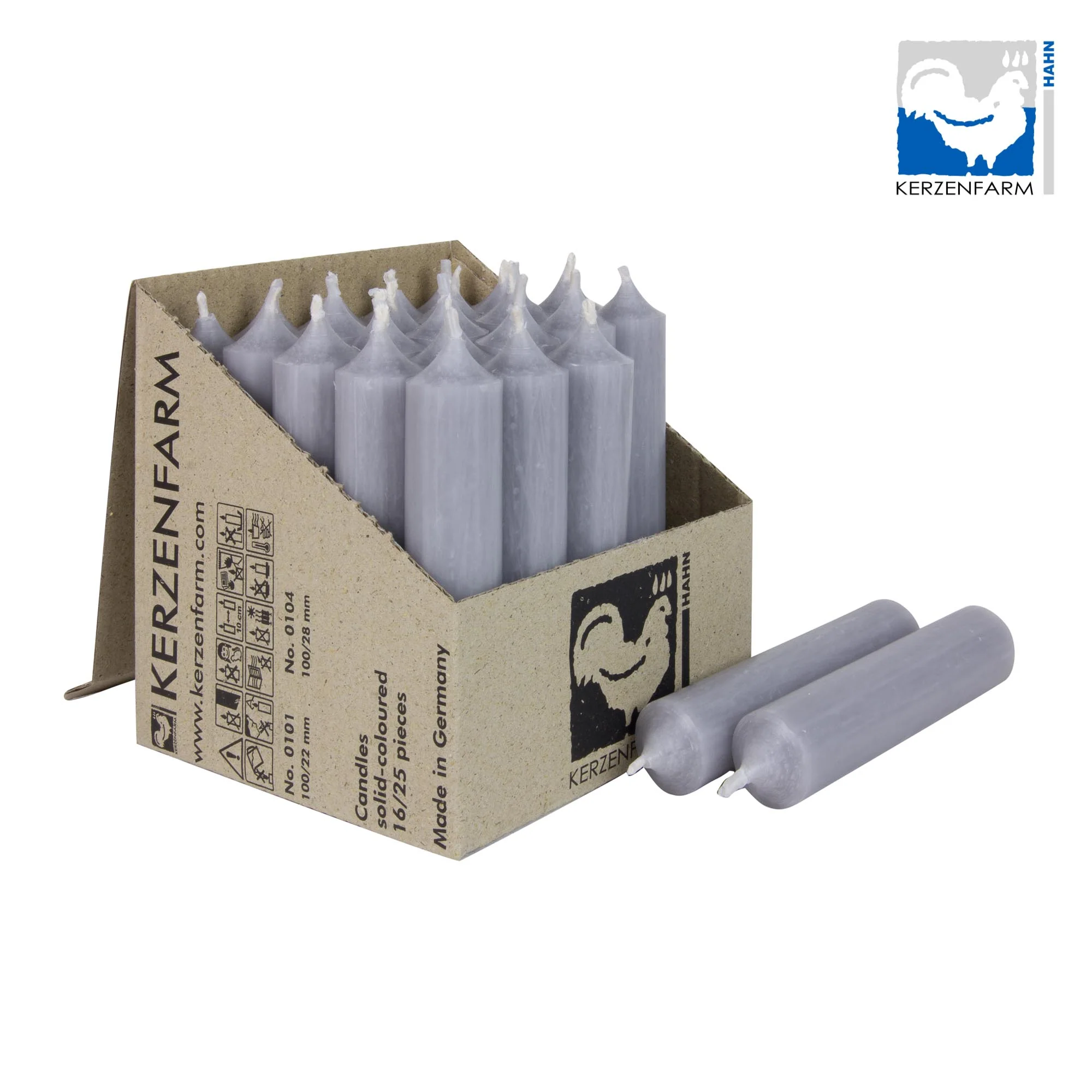 Stabkerzen 100 x 22 mm Grau