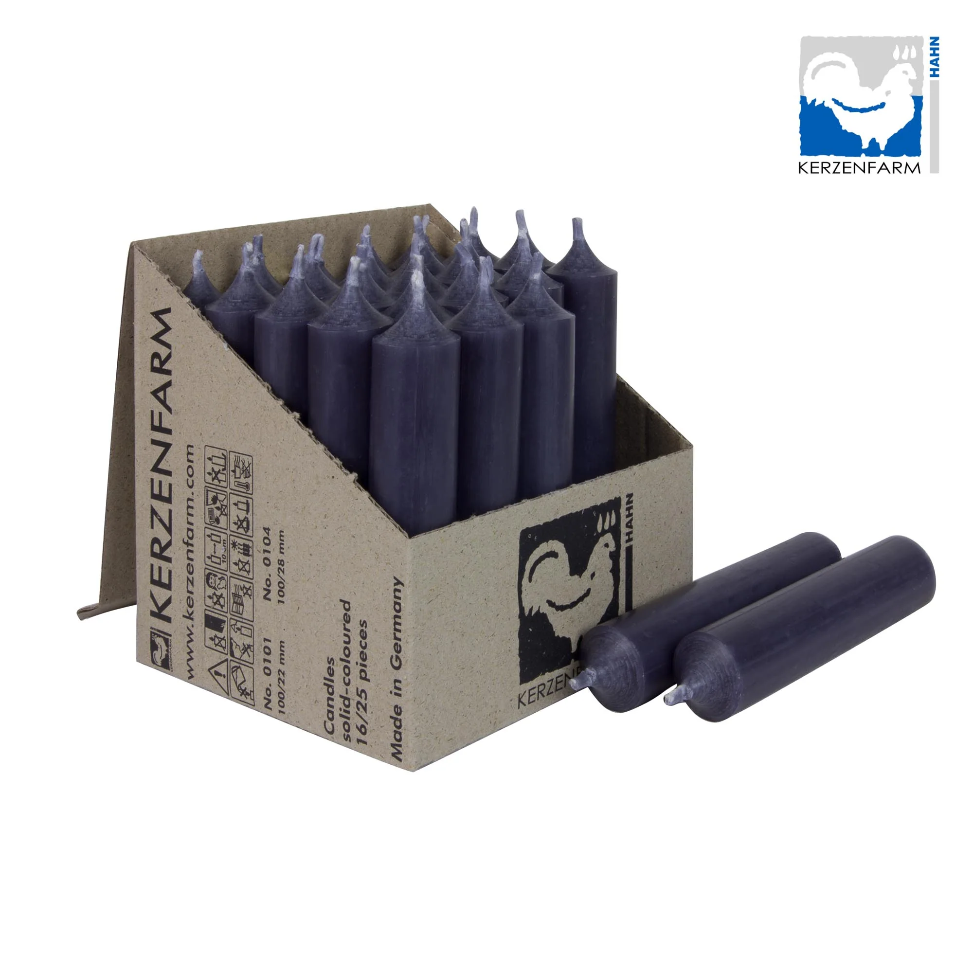 Stabkerzen 100 x 22 mm Anthrazit