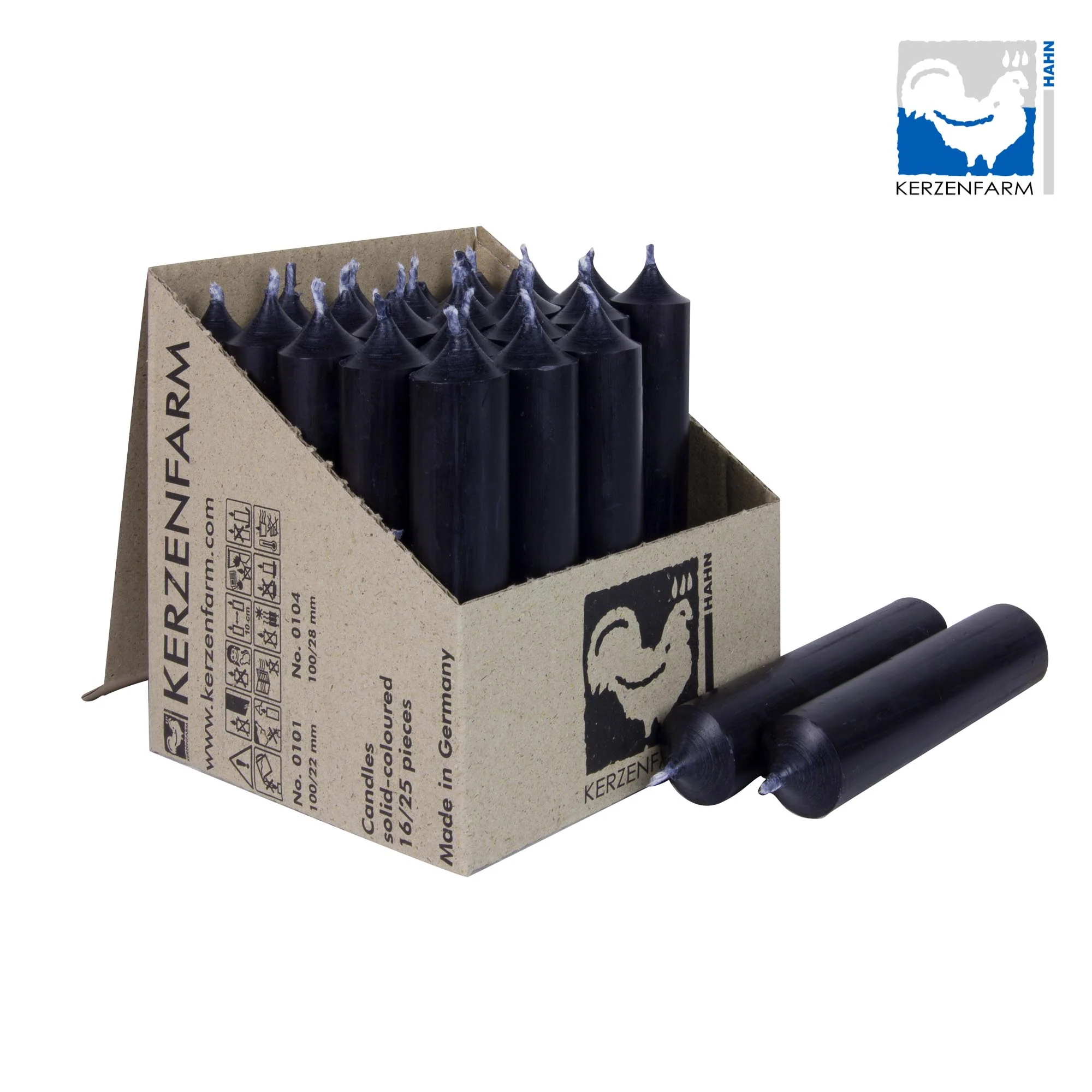 Stabkerzen 100 x 22 mm Schwarz