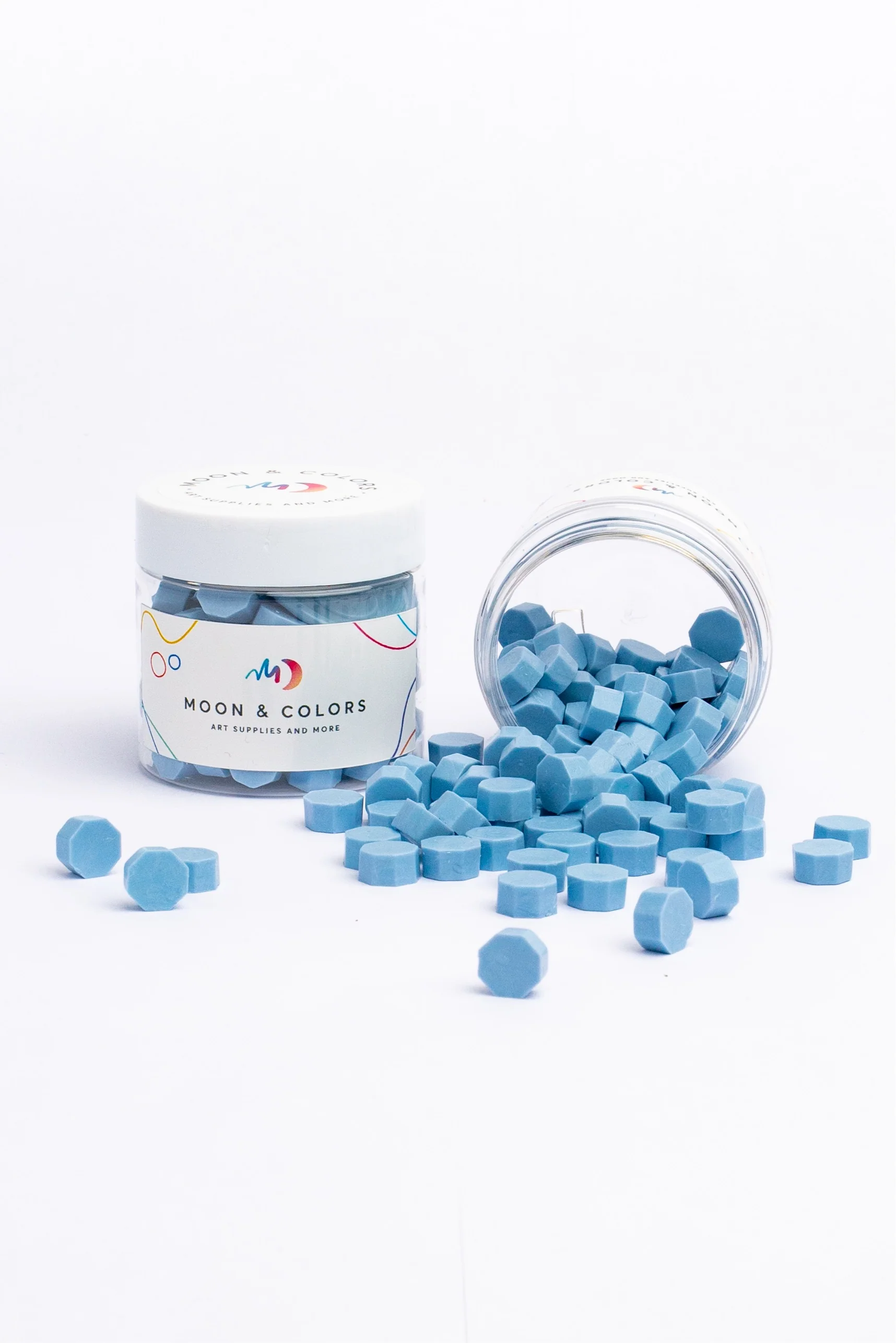 Wachsperlen Hexagon - mittelblau