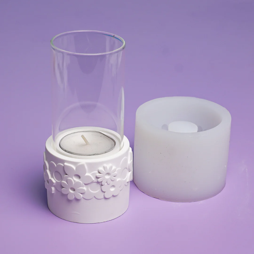 Silikonform Windlichter mit Blumen